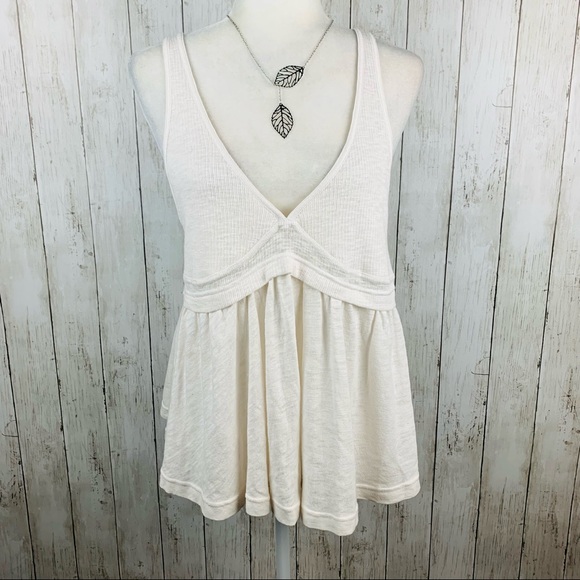 🔥FREE PEOPLE🔥Zinia Deep V-Neck Boho Tunic Tank Top Low-Back White Small NWT - Picture 6 of 9